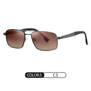 Gafas de Sol de Diseño Rectangulares de Moda para Exteriores, con Protección UV400, Cómodas y de Alta Calidad, con Marco de Metal Dorado Polarizado para Hombre - Product Image 6