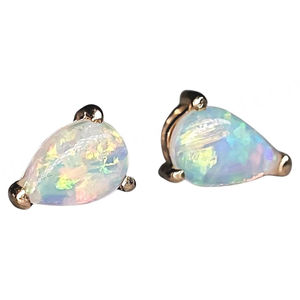 Trendy Rose Gold Plated 925 Sterling Silver 6mm Round Cut White Opal Solitaire Stud <b>Earrings</b> for Engagement & Wedding - Product Image 5