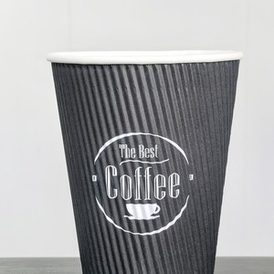 Vasos de papel corrugado desechables de doble capa con tapa para bebidas calientes, uso en cafeterías - Product Image 1