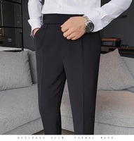 Celana Formal Pria Elegan 2026 Warna Solid dengan Saku, Kancing, untuk Pesta, Pernikahan, Bisnis, Kantor, dan Santai