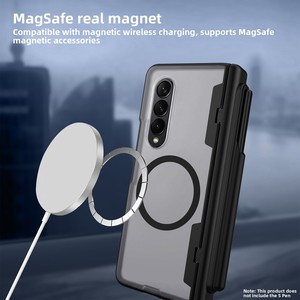 La nouvelle coque de téléphone pliable de Huanmin pour Samsung Fold3 est dotée d'un emplacement pour stylet en TPU, prend en charge la charge sans fil et possède un anneau magnétique. - Product Image 2