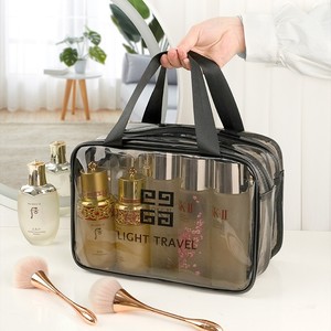 Transparent Double Layer Toiletry Bag Large Capacity Dry Wet Separation Makeup Storage Bag With Handle Rectangle Shape - Product Image 1