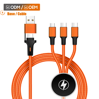 Kabel Pengisi Daya LED Logo USB-C/Type-A 3-in-2 Nylon 1.2M Kustomisasi OEM untuk Ponsel I & Android - Grosir Hadiah