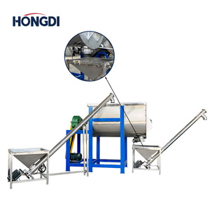 Mezclador de cinta en forma de U con soporte de acero al carbono y 2 transportadores de tornillo, sistema de mezcla de polvo para fábrica de mortero seco y fertilizantes - Product Image 1