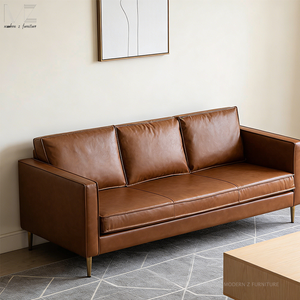 أريكة زاوية تشيسترفيلد إيطالية حديثة من الجلد الأصلي، أثاث غرفة معيشة كلاسيكي فاخر بثلاثة مقاعد - Product Image 2