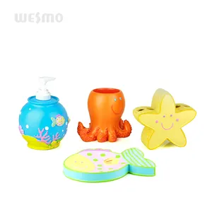 New Arrival Kids Cute Styles Luxury Four-piece Bathroom Accessories Set Resin