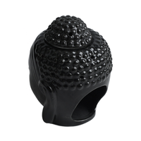 Buddha Head Brûleur d'huile aromatique et diffuseur d'encens Bougeoir en céramique pour la méditation Bois de santal et inhalation d'encens