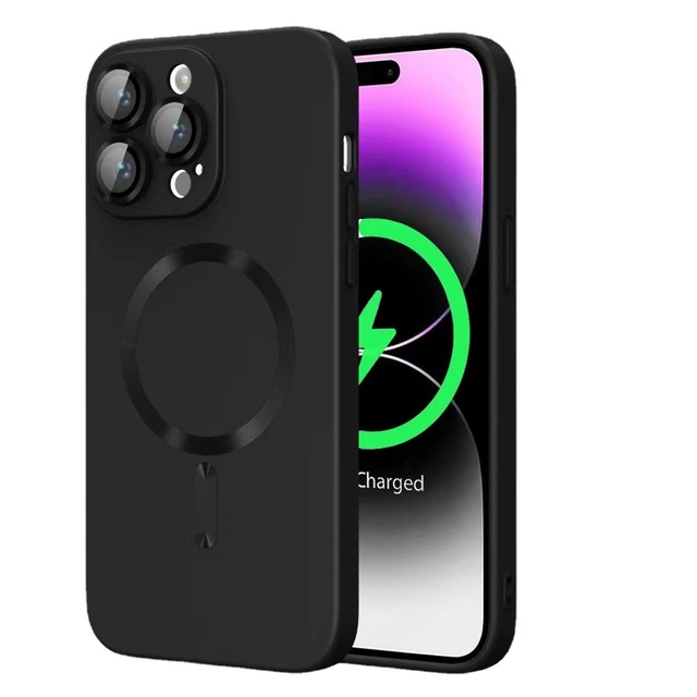 Luxury Metal Style Magnetic with Camera Lens Protector Wireless Charge Soft Back Case for IPhone X XS XR 11 Pro Max