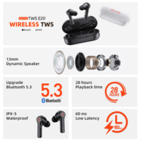 QERE E20 TWS Véritables écouteurs intra-auriculaires stéréo étanches sans fil