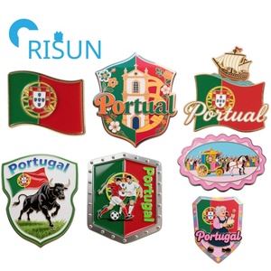 Usine Portugal Lisbonne Voyage Souvenir Pin Badge Aimant Métal Personnalisé Portugais Carte Drapeau Chapeau Cap Émail Épinglette Badge Emblème - Product Image 1