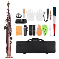Professional Brass Straight Bb Soprano Saxophone Nickel Plated Sax Woodwind Instrument Carve Pattern Saxophone with Case Gloves