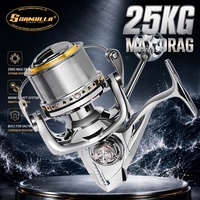 Carrete de Pesca SAMOLLA, Totalmente Metálico, para Spinning y Baitcasting, Rodamientos de Bolas de Acero Inoxidable, Asistencia de Arrastre, Mano Izquierda, Arrastre Máximo de 25 kg