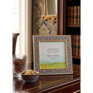 Beltrami Photo <b>Frame</b> Enamel Agrigento Gold 3x3 Inch Silver Plated Wood Back Made in Italy - Product Image 2