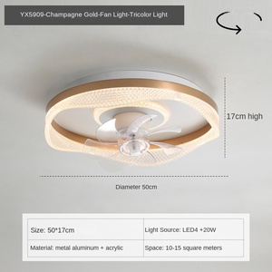 Ventilateur de plafond moderne nordique LED cristal ABS à 3 pales avec lumière pour chambre à coucher Source d'alimentation USB télécommande à commande mécanique - Product Image 4