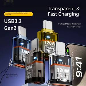 Convertidor de Tipo <span class=keywords><strong>C</strong></span> a <span class=keywords><strong>USB</strong></span> A para Carga Rápida Tipo <span class=keywords><strong>C</strong></span> de 120 W y 10 Gbps, Adaptador Transparente <span class=keywords><strong>USB</strong></span> <span class=keywords><strong>3.2</strong></span> de A a <span class=keywords><strong>C</strong></span> para Transferencia de Datos de Teléfonos Móviles - Product Image 2