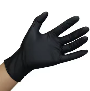 ニトリル使い捨て9インチ安全作業黒と食品グレード粉末フリークリーン医療用ニトリル検査手袋 - Product Image 1