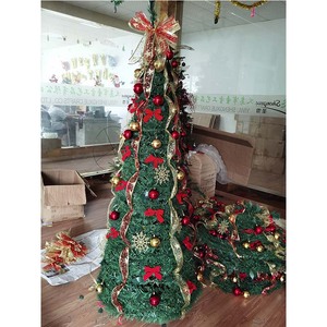 Árbol de Navidad emergente completo preiluminado de 6 pies <span class=keywords><strong>decorado</strong></span> <span class=keywords><strong>con</strong></span> <span class=keywords><strong>cinta</strong></span>, lazos, bolas Árboles de Navidad plegables fáciles de montar - Product Image 2