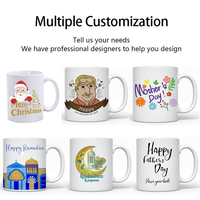 Mug à café en céramique de Noël coloré avec dessin animé, logo personnalisé imprimé, tasse en porcelaine par sublimation 11 oz, vente en gros, cadeau de fêtes