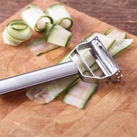 Roestvrijstalen fruit- en groenteschiller, keukenrasp, dubbelzijdig, handmatig, multifunctioneel, snijder, aardappelschiller