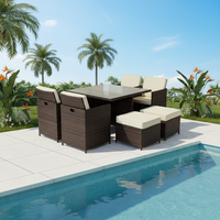 Table de jardin en rotin imperméable, fabriquée à la main en Chine, de luxe, simple, résistante au soleil, pour balcon, salle à manger, meubles d'extérieur