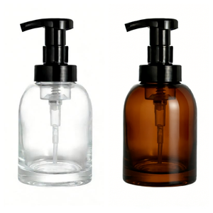 Dispensador de Jabón Redondo de Vidrio Grueso con Bomba Espumadora y Pulverizador, Grabado Mate, 8oz 12oz, Venta al por Mayor - Product Image 1