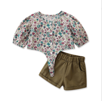 Chemisier en coton à imprimé floral élégant pour filles, vêtements d'été personnalisés pour enfants, manches courtes, décontracté et mignon pour les vacances