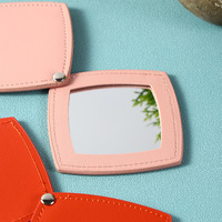 Custom Logo Stainless Steel Square Swivel Magnifying Dual Sided Cosmetic Mirror Bag Make up Pocket Pendant