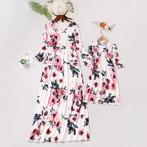 2025 Spring Women Elegant Floral Print Maxi Dress Mommy <strong>and</strong> <strong>Me</strong> Long Printed Cute Baby Dresses Clothing Mommy <strong>and</strong> <strong>Me</strong> <strong>Outfits</strong> - Product Image 1
