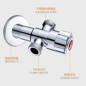 Válvula Angular de Acero Inoxidable Morning Dew con Doble Salida, Acabado Cromado, Una Entrada y Dos Salidas, Accesorio para Inodoro - Product Image 4