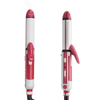 Styler capillaire en céramique 3-en-1 : fer à boucler, fer à friser, lisseur, brosse massante, chaleur réglable, étanche, portable, chauffage PTC