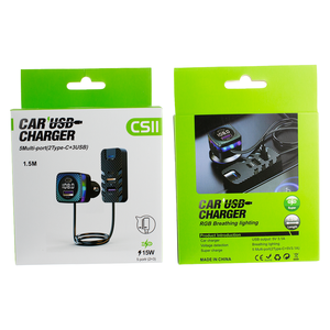 15W कार चार्जर 5 मल्टी-पोर्ट विस्तार एक साथ सामने और रियर चार्जिंग कार सिगरेट लाइटर 1.5 मीटर केबल के साथ - Product Image 6