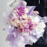 Vente en gros de papier d'emballage pour fleurs coréennes à pois Papier d'emballage pour bouquet de fleurs de haute qualité Fournitures de fleuriste Matériaux d'emballage