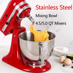 Tazón de Mezcla Metálico para <span class=keywords><strong>Batidora</strong></span> <span class=keywords><strong>KitchenAid</strong></span>, Accesorios para <span class=keywords><strong>Batidora</strong></span> de Pedestal, Tazones de Mezcla de Acero Inoxidable de 4.5-5 Cuartos con Asas - Product Image 5