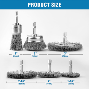 Bàn chải dây cho bộ khoan 21 chiếc bàn chải bánh xe dây, bàn chải cốc, bàn chải bút để khoan với <span class=keywords><strong>1</strong></span>/<span class=keywords><strong>4</strong></span> inch Hex Shank để loại bỏ rỉ sét - Product Image 3