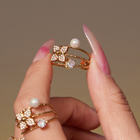 Ensemble de colliers superposés en zircon avec bague en perle pour femmes, fourniture de bijoux en gros