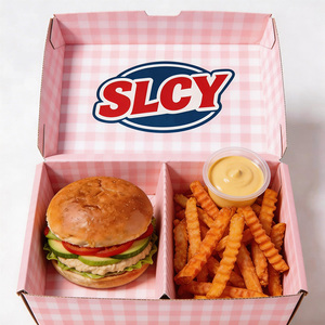 Boîte en papier kraft jetable, écologique, de qualité alimentaire, résistante à la graisse, pour les restaurants, les plats à emporter, les hamburgers, les poulets frits, les déjeuners, la restauration rapide - Product Image 2