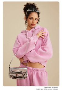 <span class=keywords><strong>Felpa</strong></span> Casual con cappuccio <span class=keywords><strong>a</strong></span> tracolla autunnale/invernale <span class=keywords><strong>a</strong></span> manica corta da <span class=keywords><strong>donna</strong></span> con lavaggio Vintage - Product Image 3