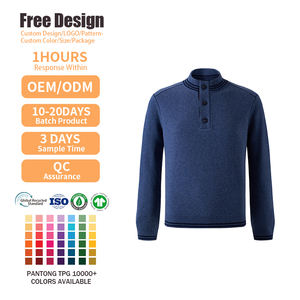 OEM personnalisé col roulé tricots RL pull manches régulières décontracté automne bouton 100% laine mérinos chandails pour hommes - Product Image 2