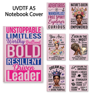 Vinilos UV A5 con Diseño de Mariposa Floral y Chica Negra Religiosa, Listos para Aplicar, Adhesivos de Transferencia Personalizados para Transferencia Térmica - Product Image 1