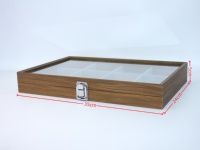Boîte de rangement de bijoux en grain de noyer haut de gamme, velours blanc classique, avec couvercle en verre, plusieurs compartiments en option