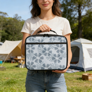 Nueva Bolsa de Almuerzo Personalizada con Diseño Tropical Hawaiano de Palmeras y Monstera, Tejido de Sarga Compuesta, Impermeable, Duradera y Aislada - Product Image 2