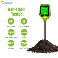 Testeur de sol 6-en-1 de haute qualité d'usine sol/EC/humidité/fertilité/lumière/température ph mètre de sol