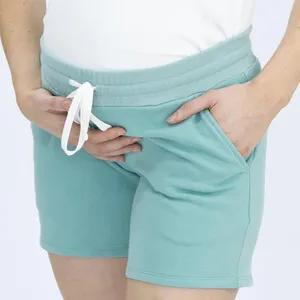 Shorts esportivos para maternidade, bermuda de verão de algodão com cintura ajustável, para gravidez, plus size