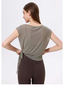 Ruiquwin ชุดกีฬาสองชิ้นสำหรับเล่นโยคะผ้าตาข่ายระบายอากาศได้ดีเสื้อสำหรับเล่นฟิตเนสเต้นรำ - Product Image 4