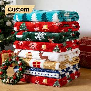 Customized Logo Design Festive Christmas Theme Luxury Soft Warm Printed Pattern Double Sided Microfiber Sherpa Fleece <strong>Blanket</strong> - Product Image 1