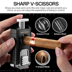 Accendino per Sigari CIGARLOONG a 3 Getti di Fiamma Multifunzione con Tagliasigari a V, Portatile, Antivento e Ricaricabile - Product Image 5