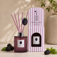 Arovi - Geurstokjescollectie met bramen en basilicum, 50ml 150ml 200ml, fruitgeur aroma diffuser met zakje en op maat gemaakte doos