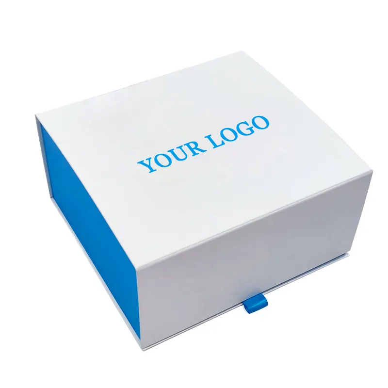 Blue Square Customized Logo Magnetic Box Magnetic Box Electronic Packaging Gift Magnetic Box