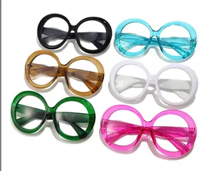 36550超大圆形透明眼镜架，适合女性时尚电脑光学透明眼镜2023