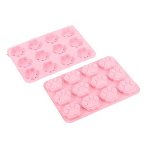Pink Silicone Cat Paw Baking Mold 12 Cavity For Chocolate Cookie Ice Cube Making Oven Safe Dishwasher Safe - Product Image 1